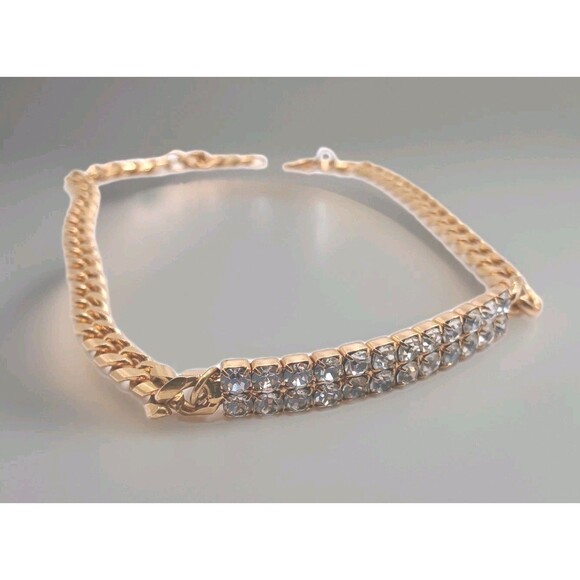 Beautiful 10" Vintage Gold Tone Avon Boot Anklet Cuban Link Bracelet - Picture 1 of 13